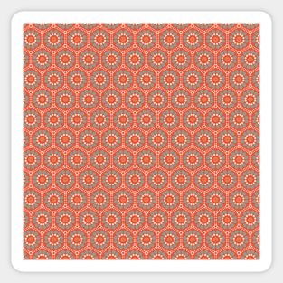 Vintage Red Dotted Circle Flower Pattern 70s 80s Style Sticker